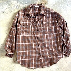 Blooming Jelly Brown Plaid Flannel Size XS